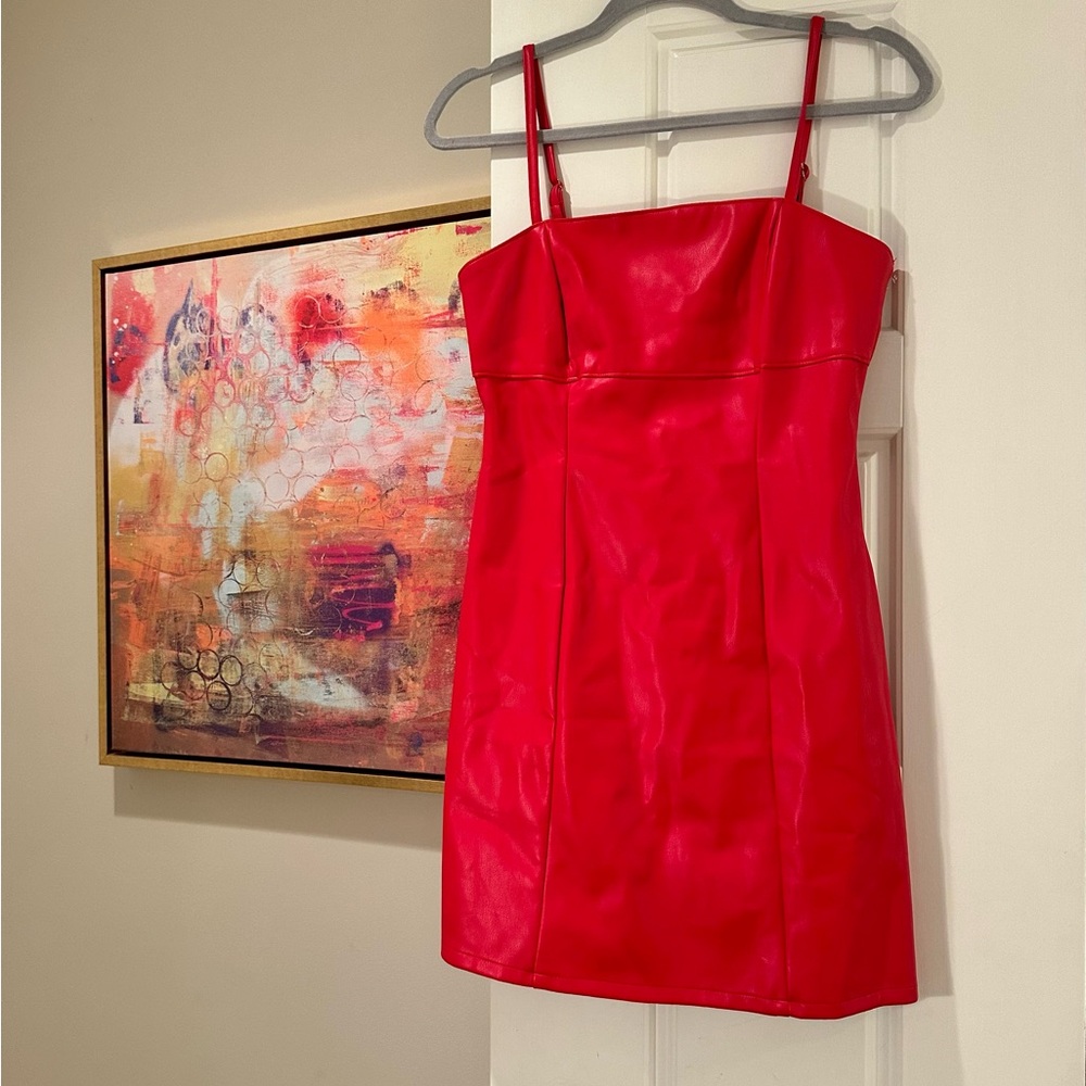 Red leather dress sz small